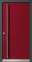 Zarge in grau,Türblatt abgesetzt in dunkelrot