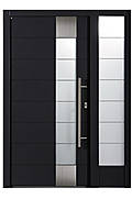 Haustür mit Seitenteil und motivbezogener Verglasung
