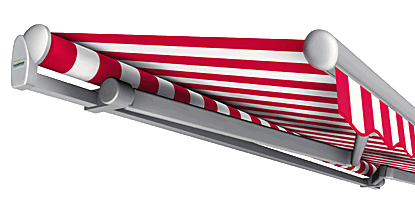 Abbildung Family-Markise in rot/weiß Blockstreifen